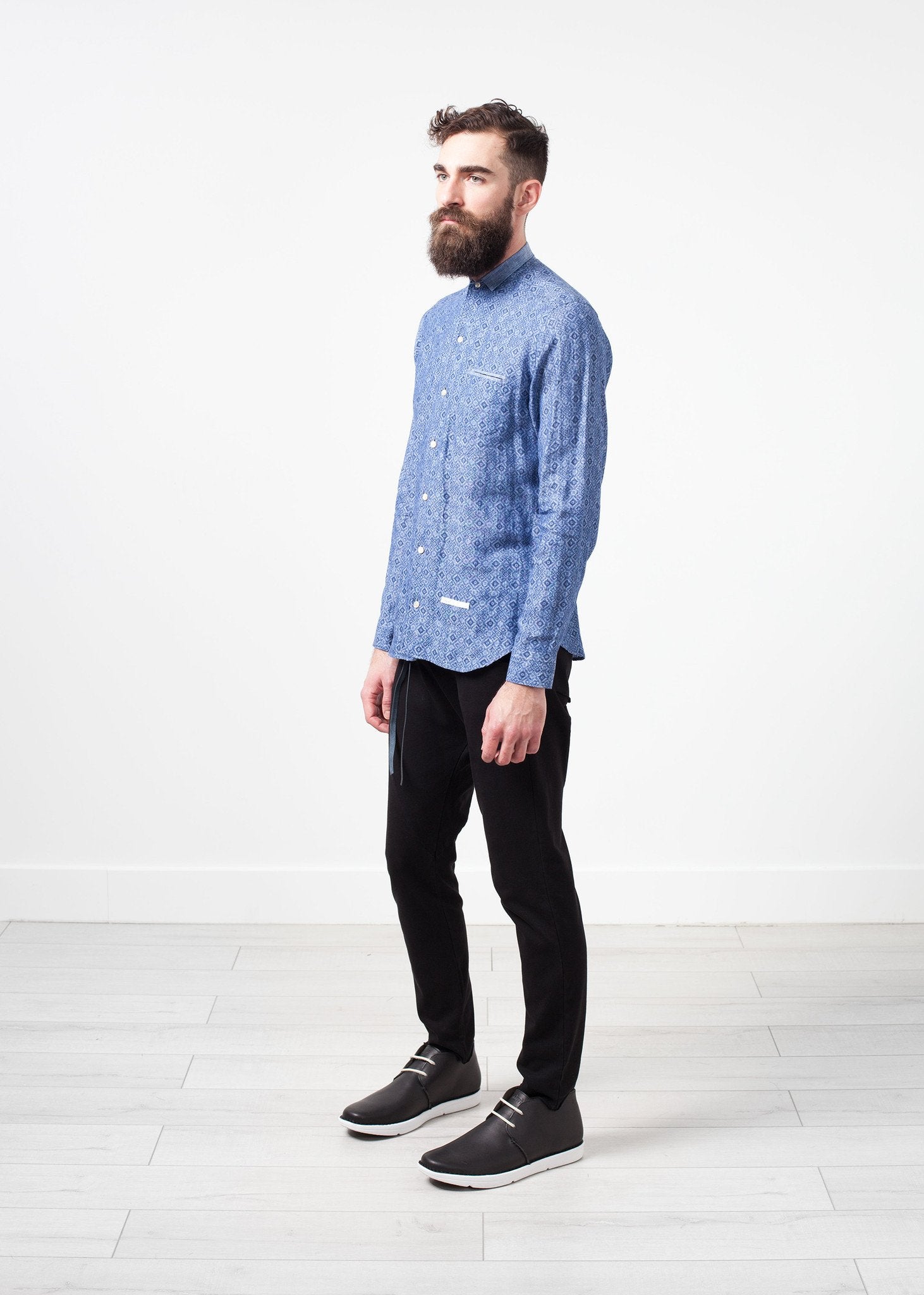 Linen Button Up in Blue Diamond - DrakeJack