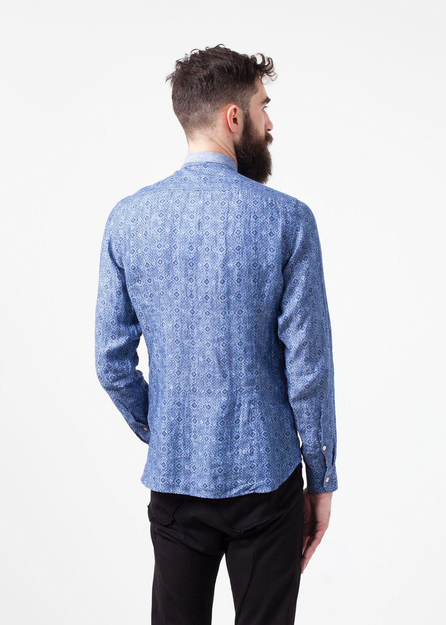Linen Button Up in Blue Diamond - DrakeJack