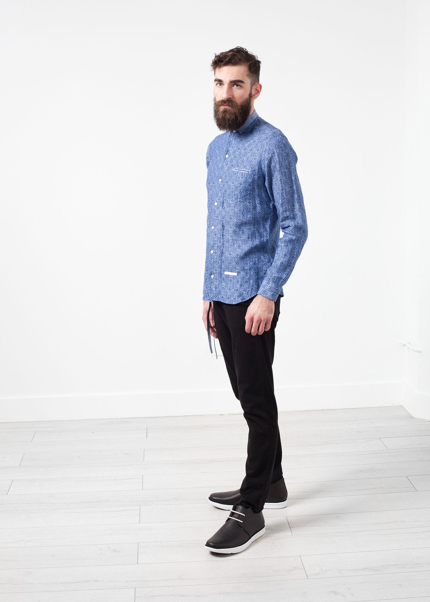 Linen Button Up in Blue Diamond - DrakeJack