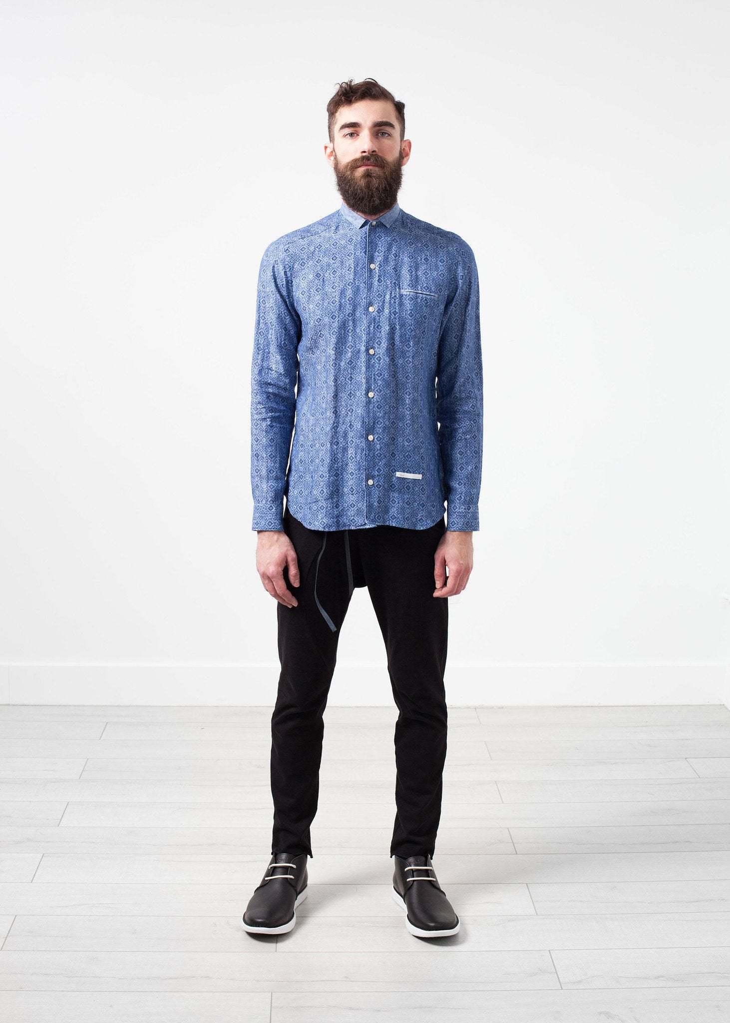 Linen Button Up in Blue Diamond - DrakeJack