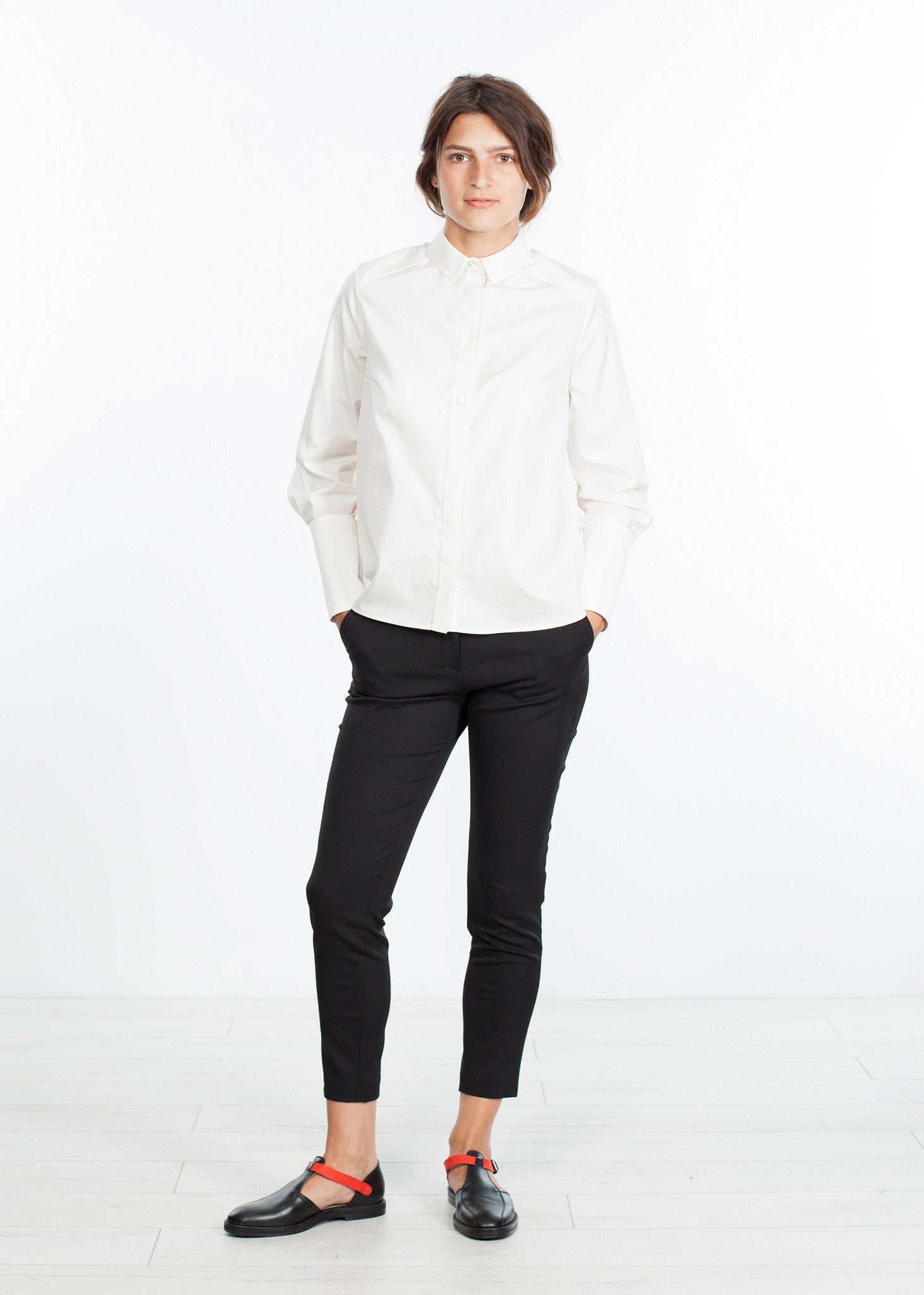 Trim Collar Poplin Blouse in Off White - DrakeJack
