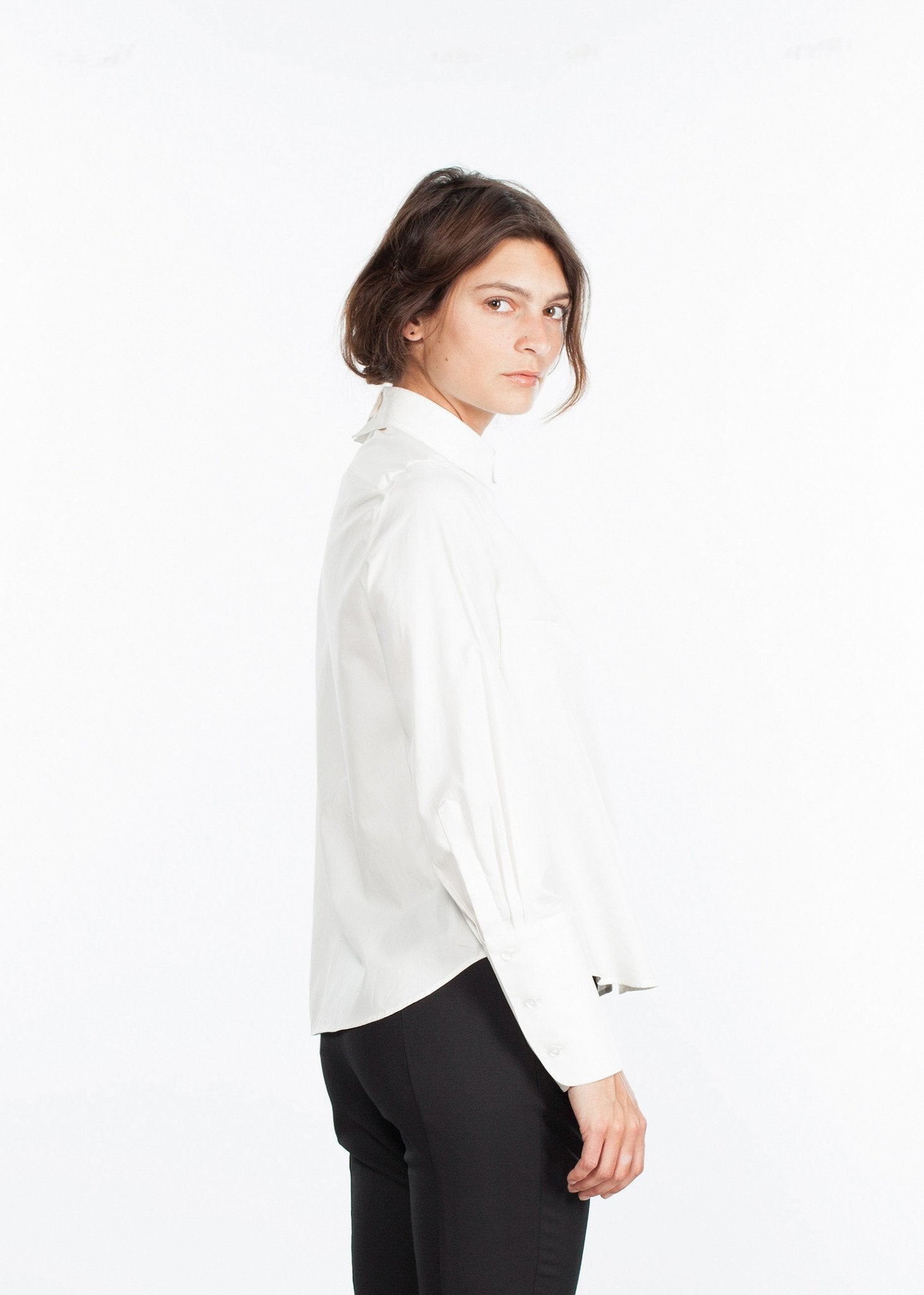 Trim Collar Poplin Blouse in Off White - DrakeJack