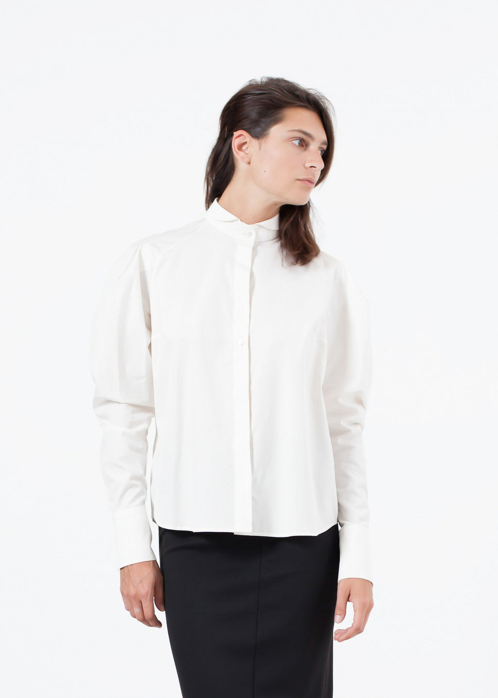 Trim Collar Poplin Blouse in Off White - DrakeJack