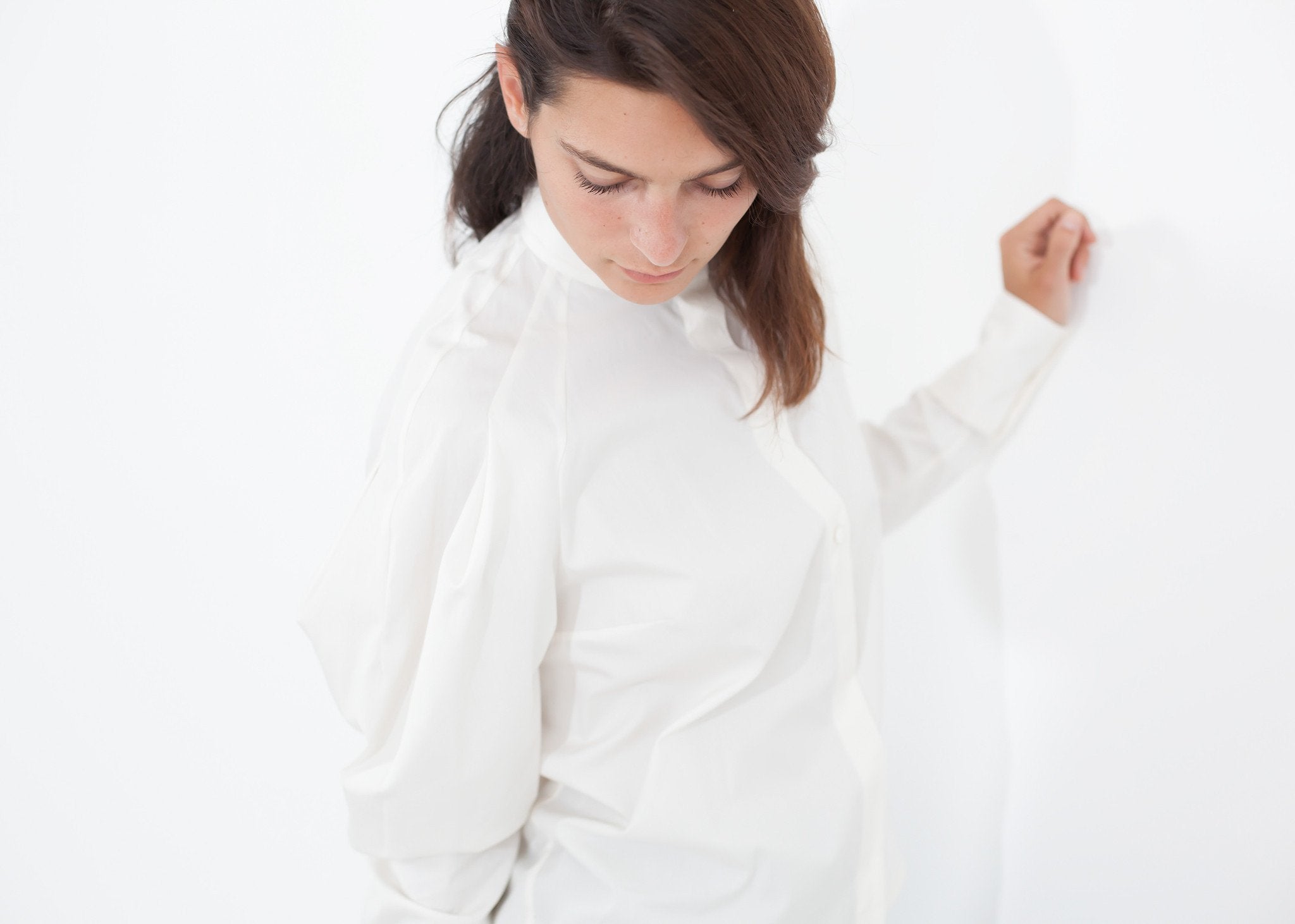 Trim Collar Poplin Blouse in Off White - DrakeJack