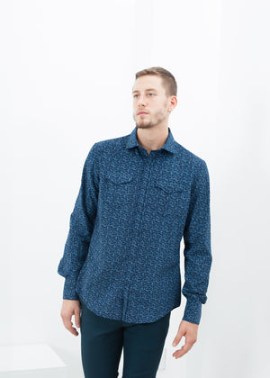 Western Arkansas Button-Up in Blue Floral - DrakeJack