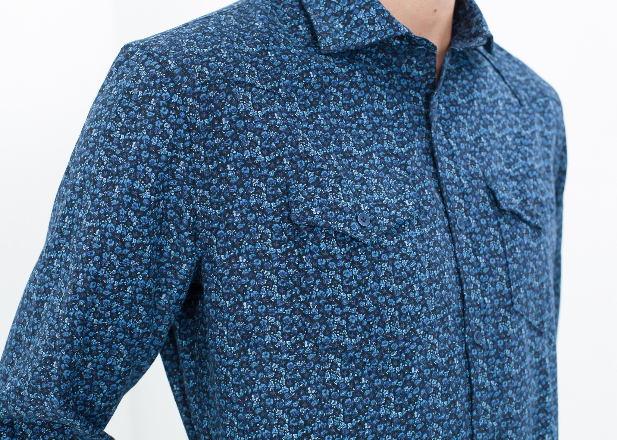 Western Arkansas Button-Up in Blue Floral - DrakeJack