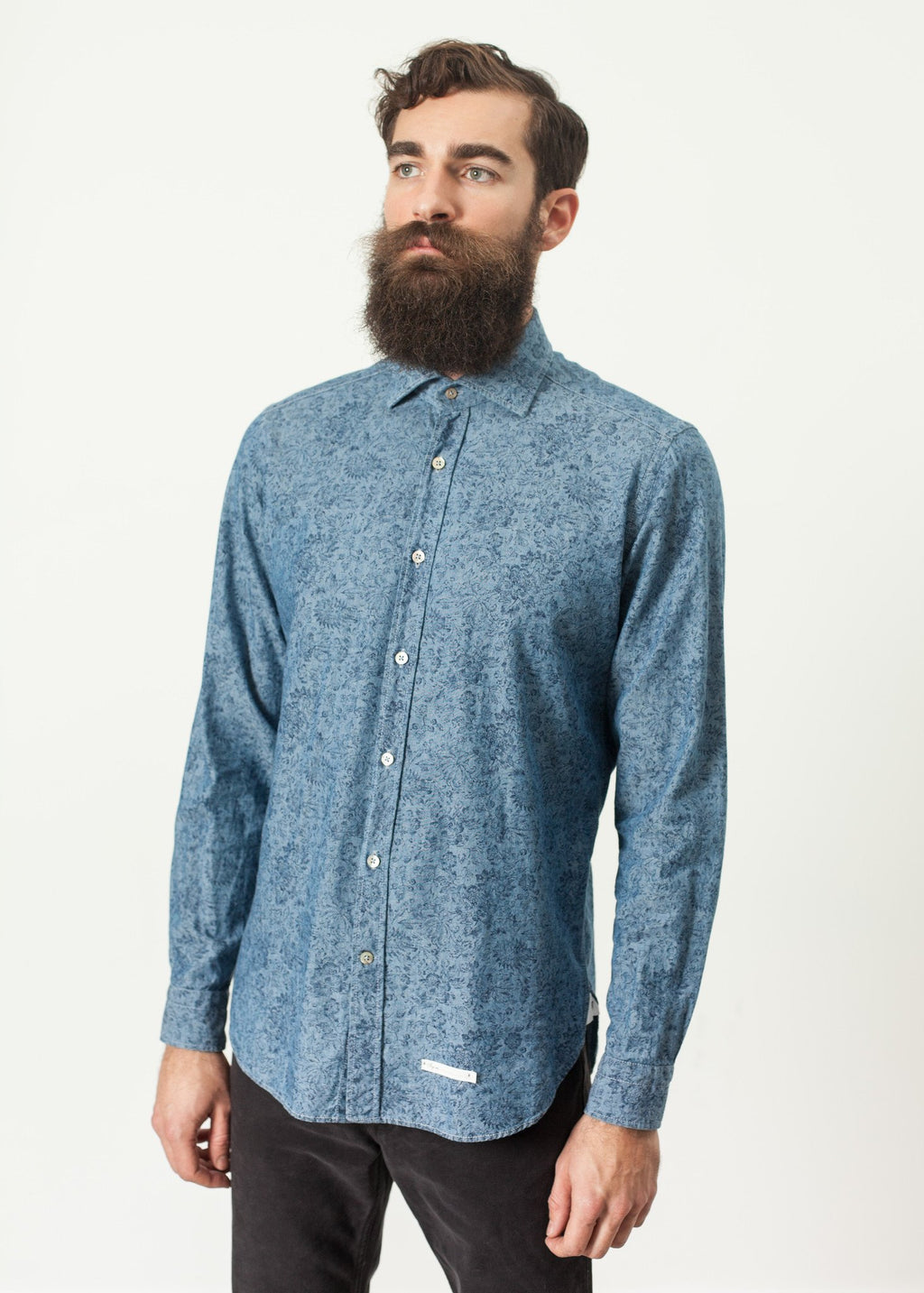 Floral Button-Up in Blue - DrakeJack