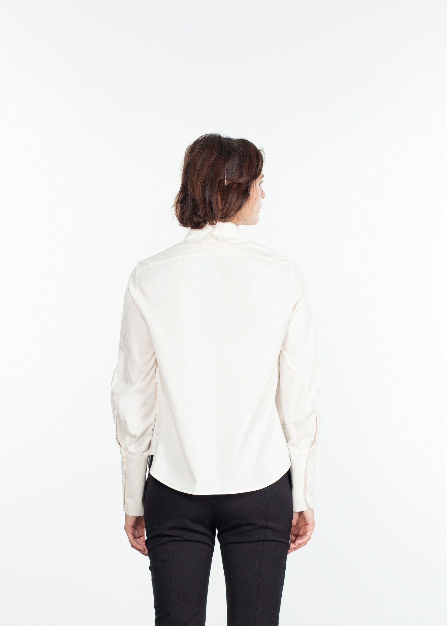 Trim Collar Poplin Blouse in Off White - DrakeJack