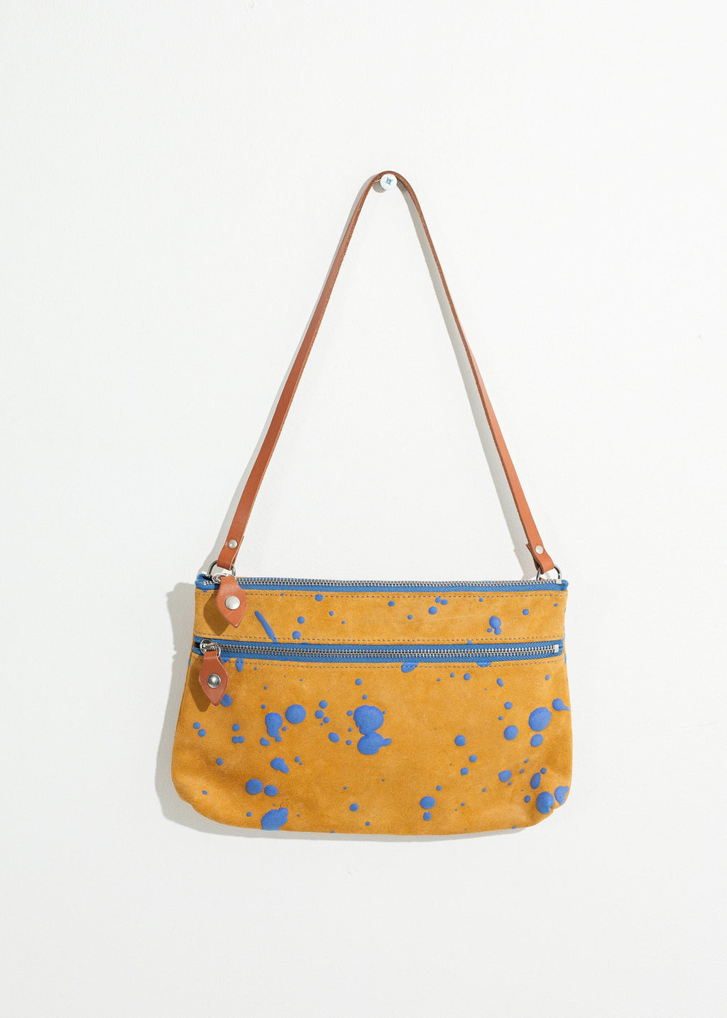 Ink Splatter Shoulder Bag in Mustard/Blue - DrakeJack