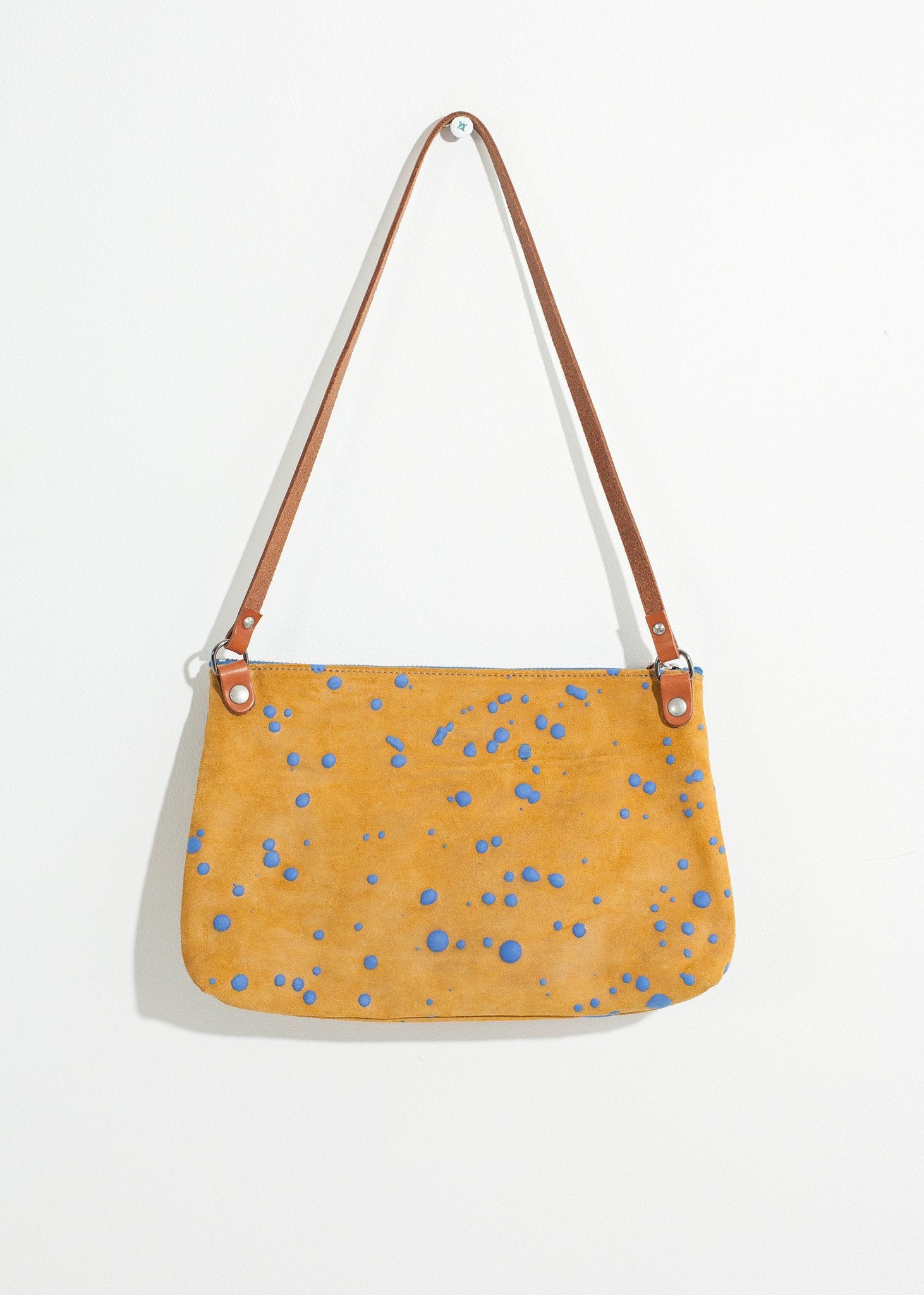Ink Splatter Shoulder Bag in Mustard/Blue - DrakeJack